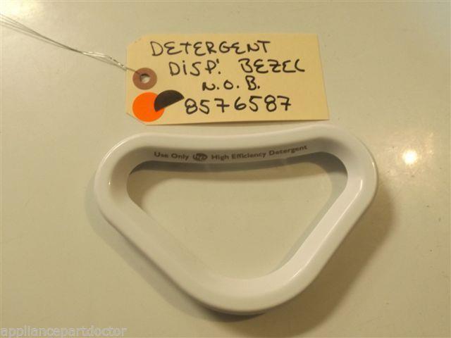 WHIRLPOOL/KENMORE/MAYTAG WASHER 8576587 BEZEL, DETERGERT DISP'. WHIRLPOOL/KENMORE/MAYTAG WASHER 8576587 BEZEL, DETERGERT DISP'.